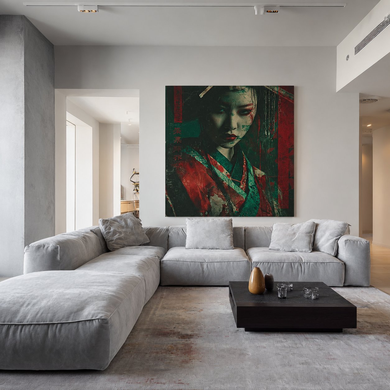 CULT MEMBER piece as a statement canvas, Manhattan living room