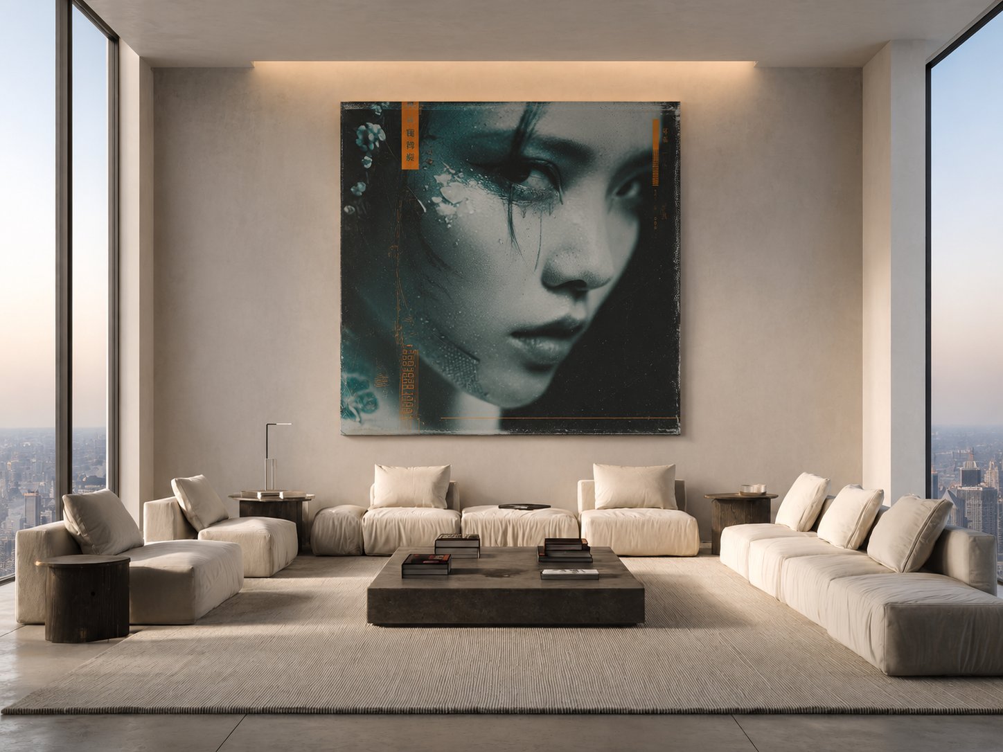 CULT MEMBER piece as a statement canvas, SOHO loft living room